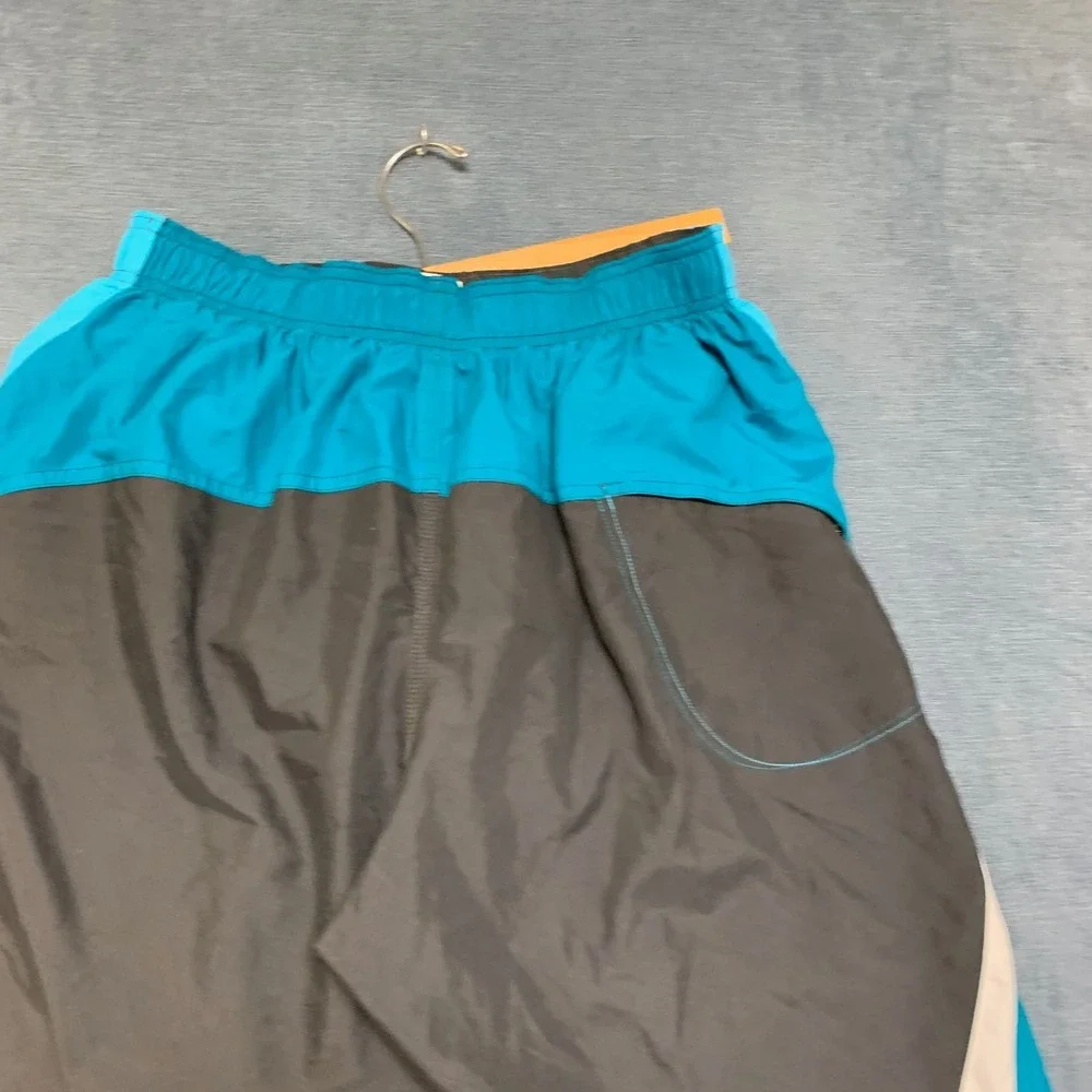 Nike Swim Trunks Board Shorts Mens S Blue Black Elastic Waist Logo Beach Summer